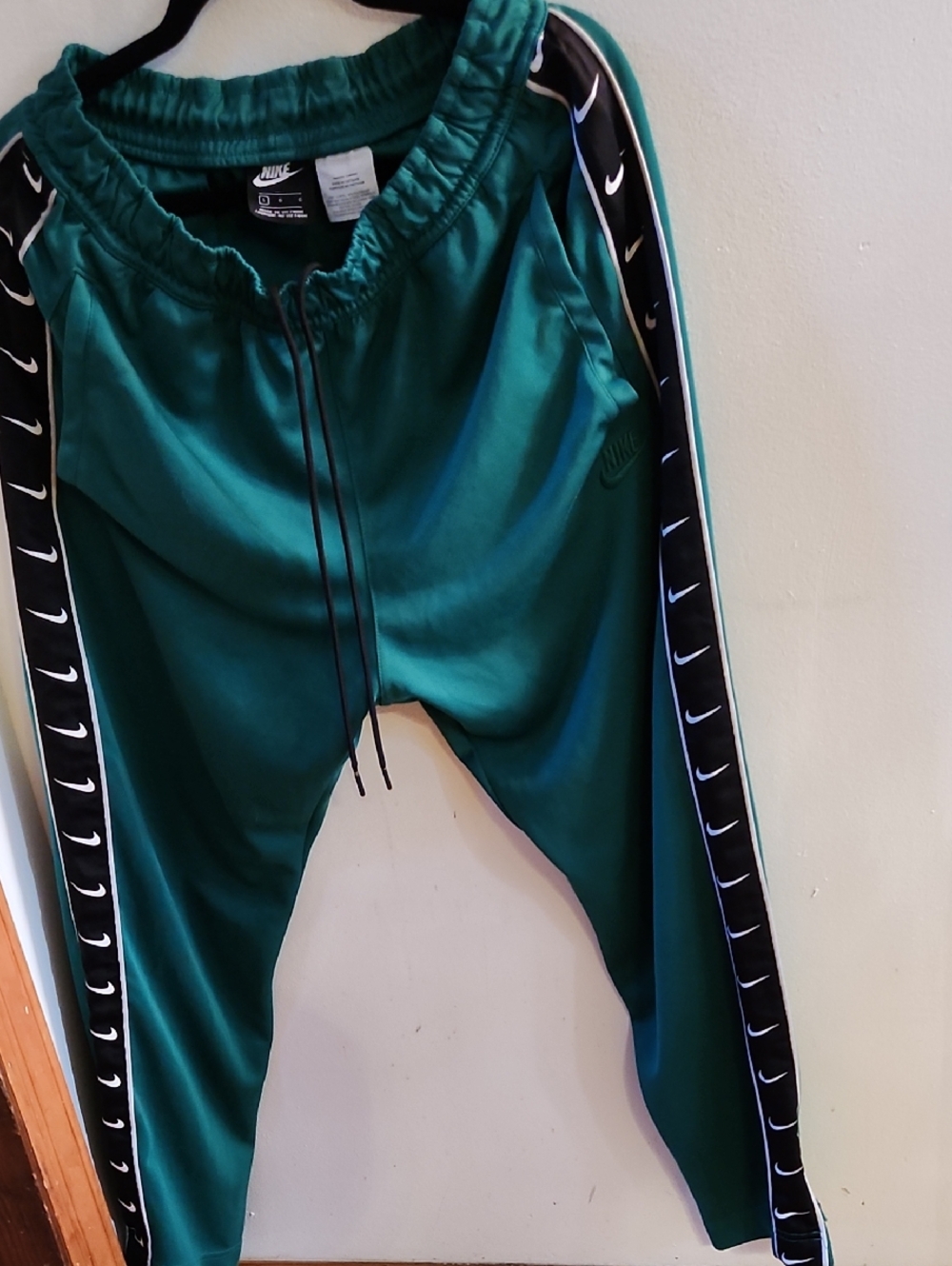 Nike Teal Green Drawstring Track Pants with Black Drawcord